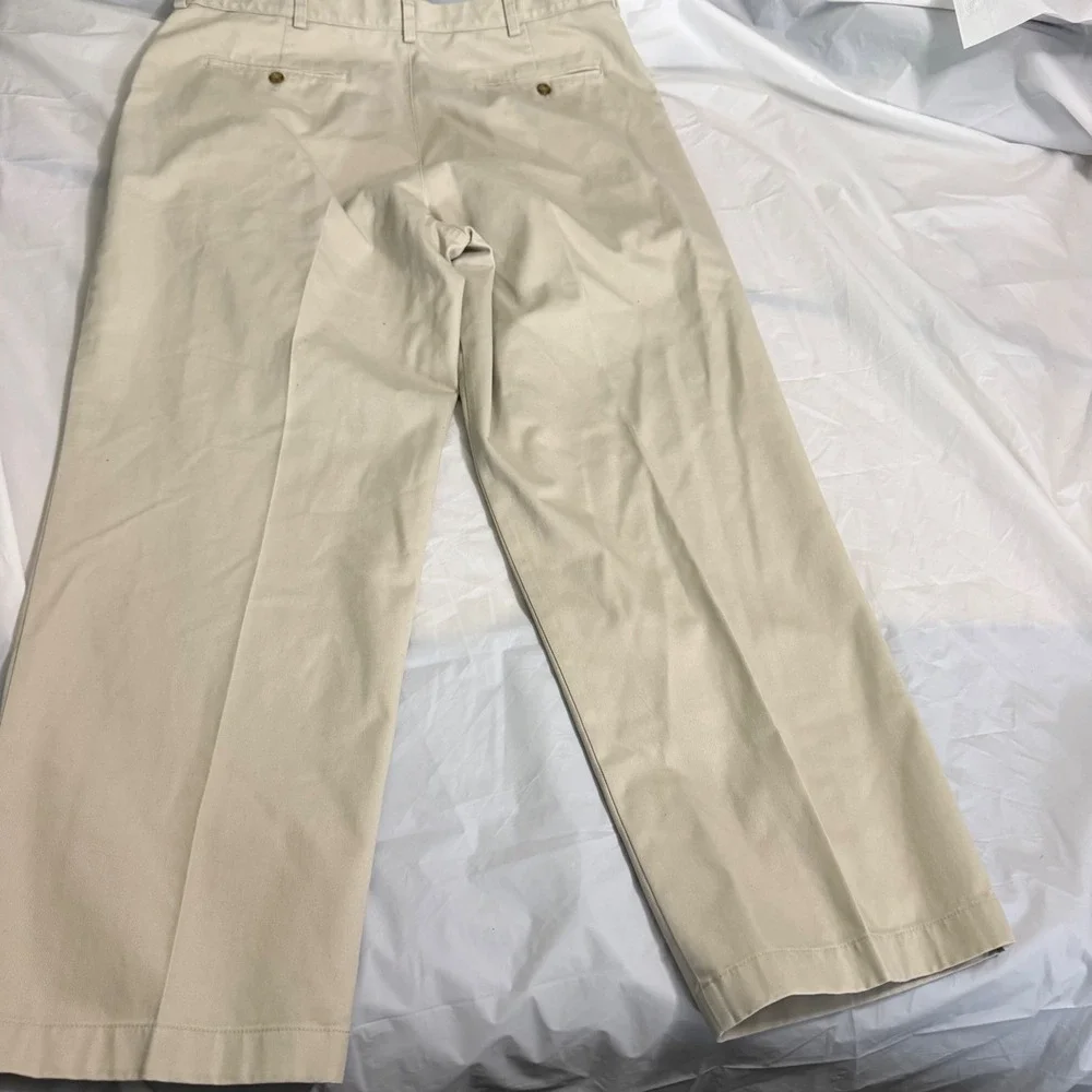 LL Bean Mens Double L Chino Khaki Pants 38x30 Wrinkle Free Cotton Comfort Waist